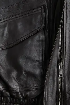 Veste oversize en cuir - Marron foncé — photo 1