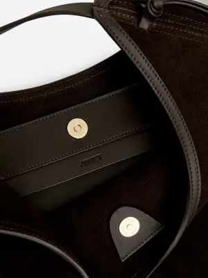 Sac à bandoulière en cuir suédé - Marron foncé — photo 3