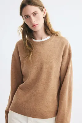 Pull oversize en laine - Beige foncé — photo 2