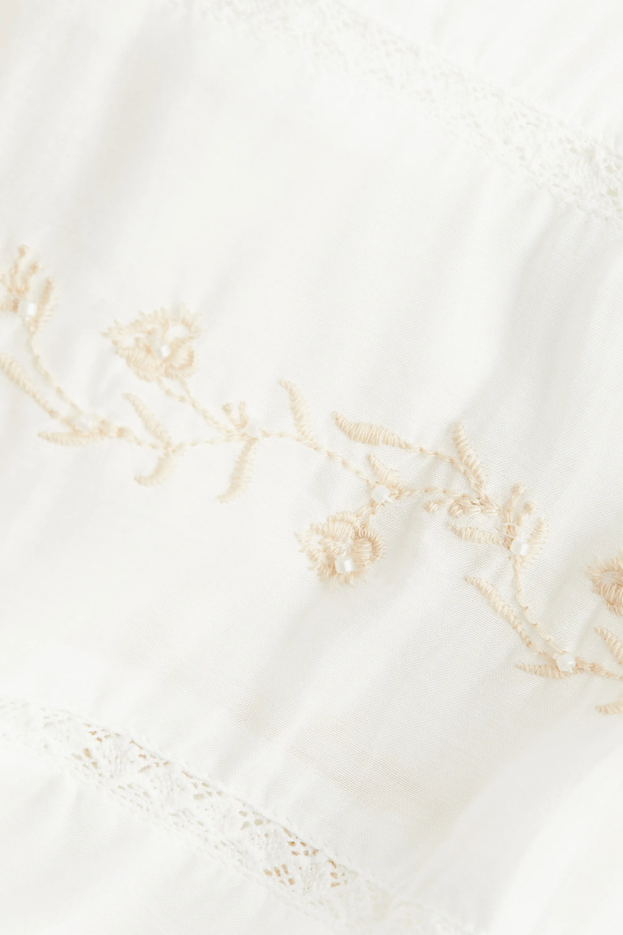 Blouse en viscose brodée - Blanc/fleurs
