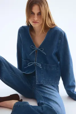 Veste à nouer en denim - Bleu denim — photo 2