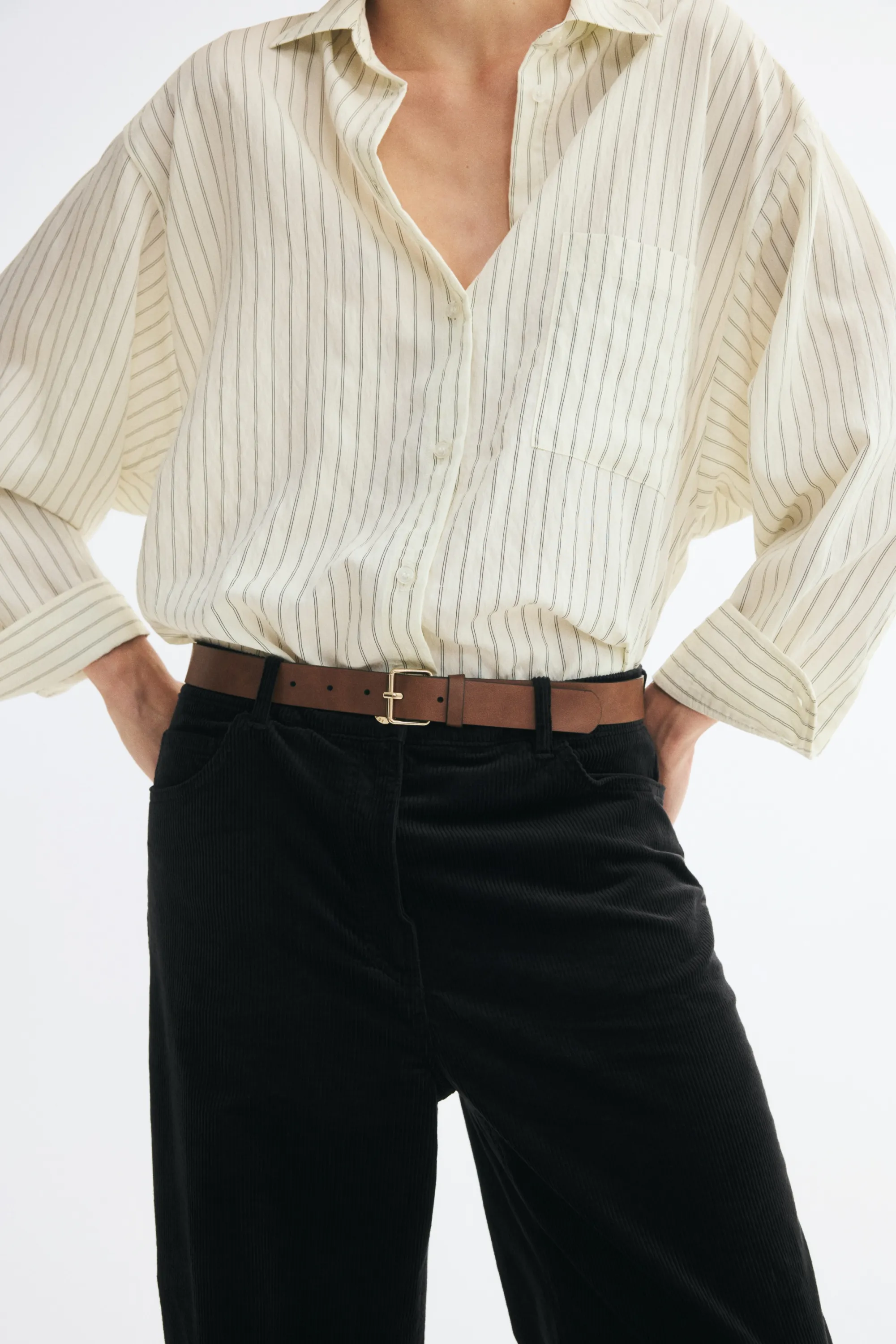 Pantalon en velours de coton côtelé - Noir