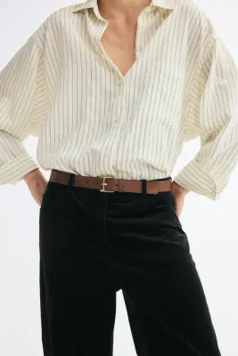 Pantalon en velours de coton côtelé - Noir — photo 1