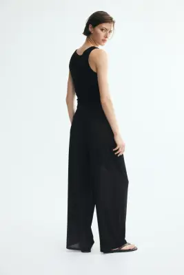 Pantalon en jersey avec détail torsadé - Noir — photo 3