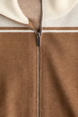 Gilet zippé - Beige foncé/color block — photo 3