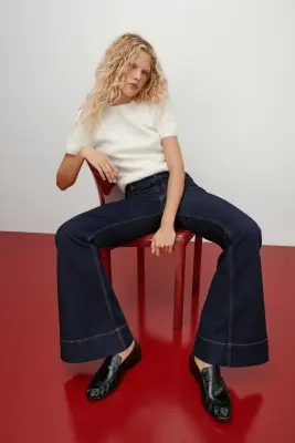 Flared High Jeans - Bleu denim foncé — photo 1