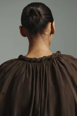 Robe tunique avec détail tressé - Vert kaki foncé — photo 2