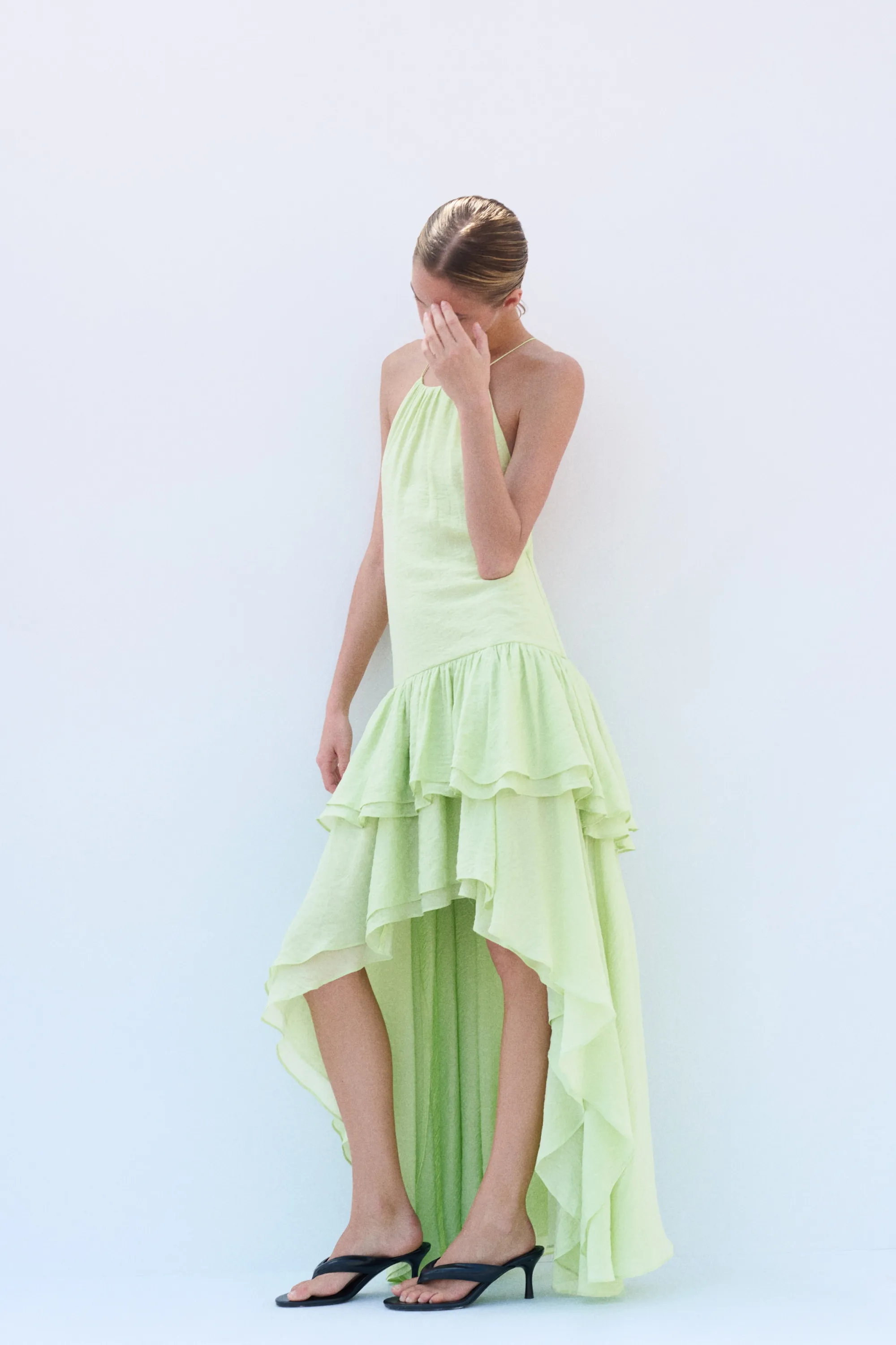 Robe asymétrique à étages - Vert clair