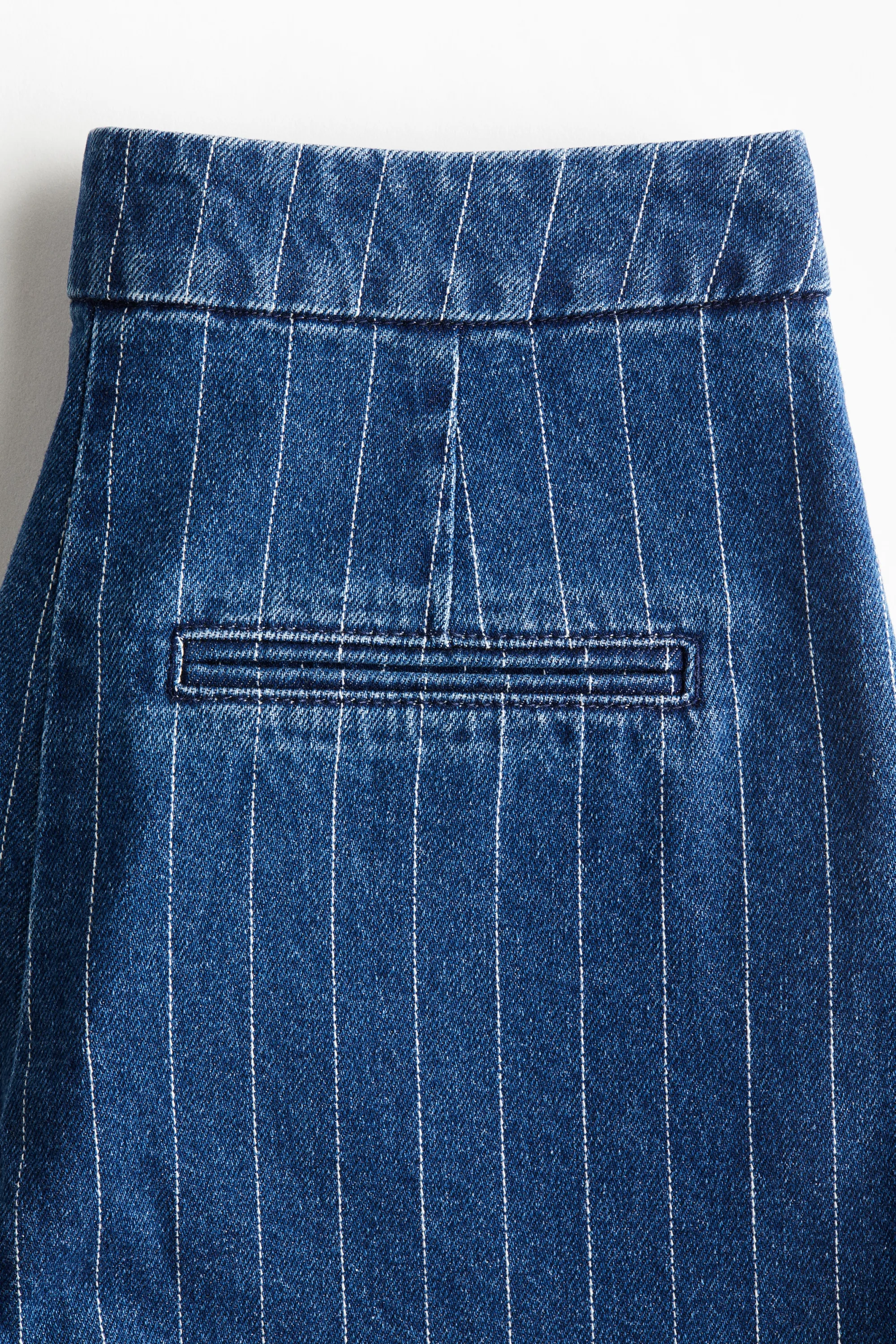 Jupe-short plissée en denim - Bleu denim/rayures tennis