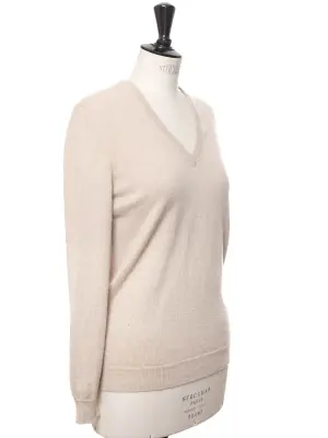 Pull col V en cachemire épais beige Prix boutique 240€ Taille M — photo 2