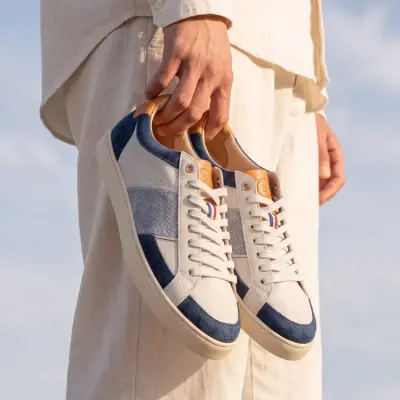 Baskets Hiba cuir denim crème — photo 5