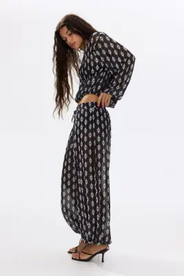 Pantalon ballon en mesh - Noir/motif — photo 4