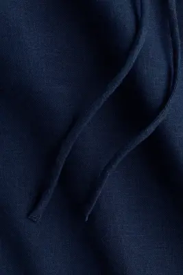 Short à cordon en lin mélangé - Bleu foncé — photo 4