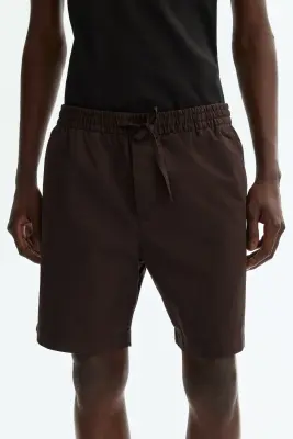 Short Relaxed Fit en coton - Marron foncé — photo 1