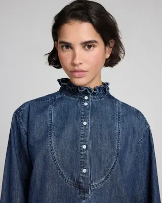 Blouse Madeline bleu chambray foncé — photo 1