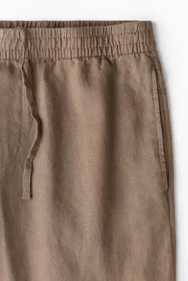 Pantalon Regular Fit en lin - Beige foncé — photo 4