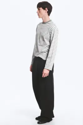 Pantalon jogger plissé - Noir — photo 1