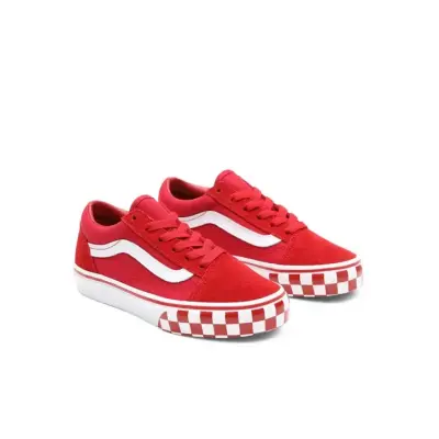 chaussures skateboard enfant vans old skool – chilli / white — photo 2