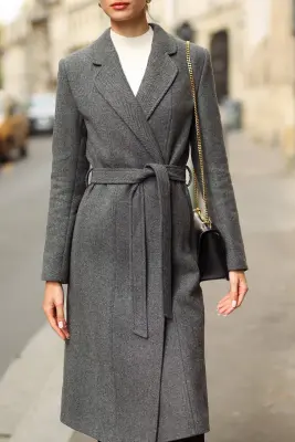 Colette Wrap Coat - Beige fishbone — photo 2