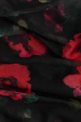 Top asymétrique avec détail noué - Noir/roses — photo 4
