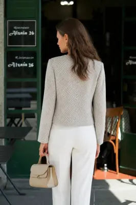 Leonard Short Coat - Grey white — photo 2
