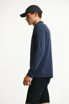 T-shirt de sport à col zippé Muscle Fit DryMove™ - Bleu foncé — photo 4