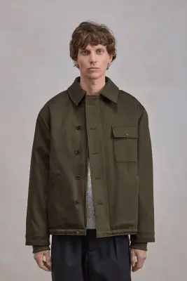 A-2 Military Jacket - Satin de coton Vert Foncé — photo 3