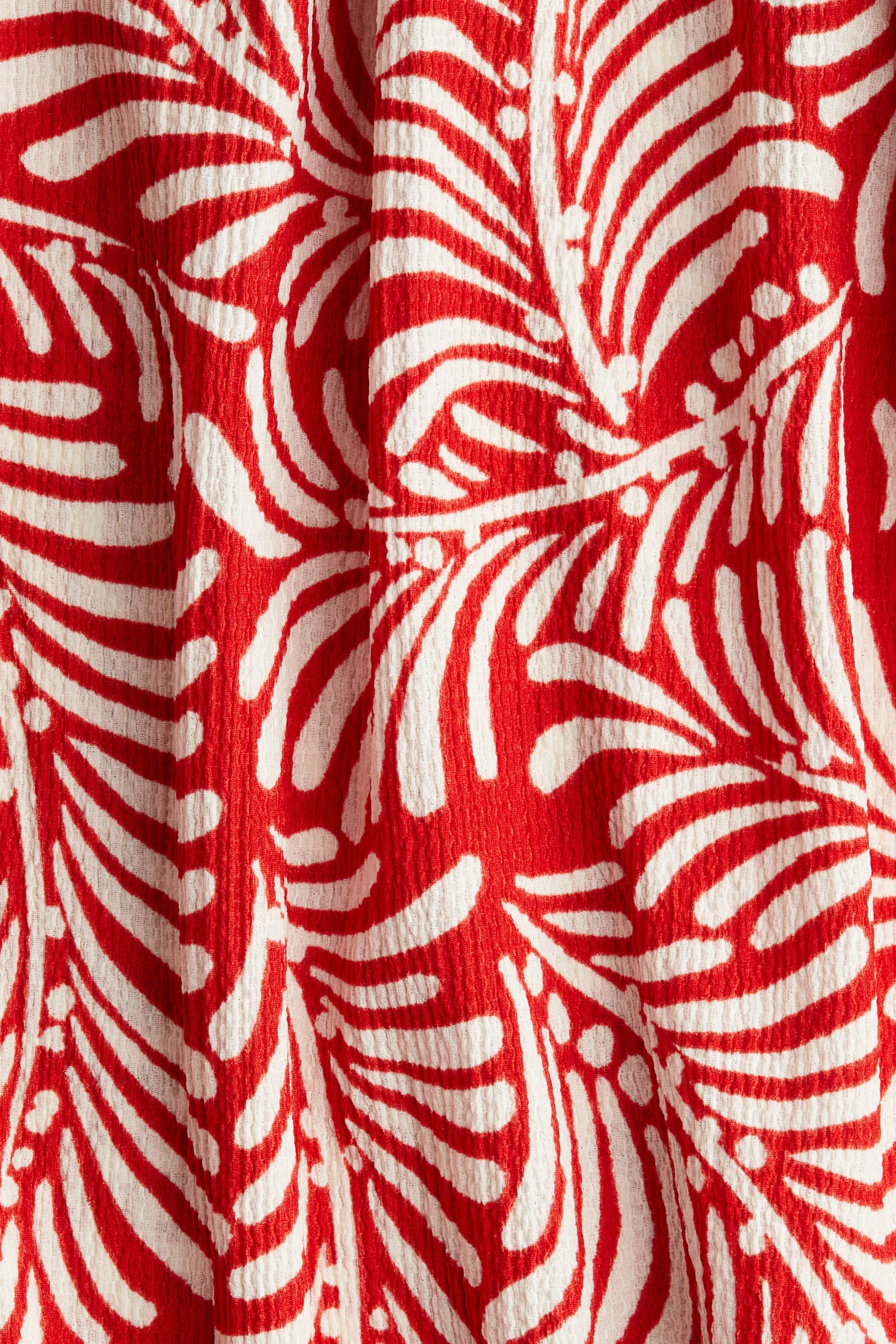 Robe smockée à bretelles fines - Rouge/motif
