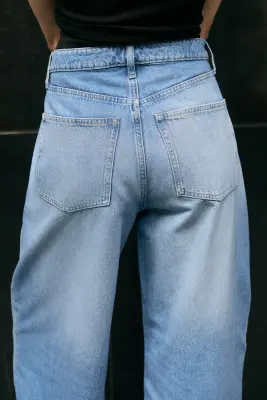 Barrel High Waist Jeans - Bleu denim clair — photo 3