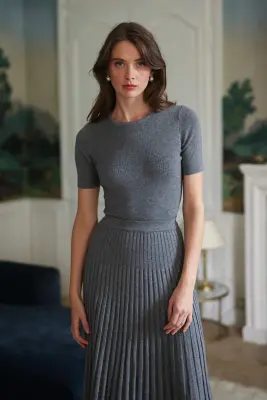 Henrietta Knit Top - Grey melange — photo 1