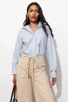 Chemise oversize rayée Femme — photo 2