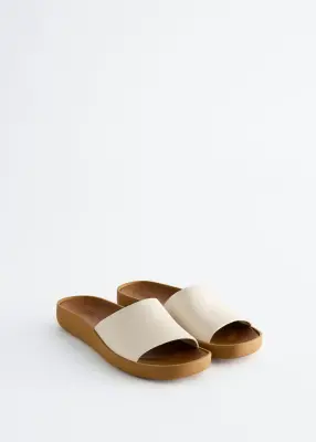 Slip-On Leather Sandals - Écru/Beige — photo 1