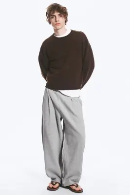 Pull carré en maille - Marron foncé chiné — photo 2