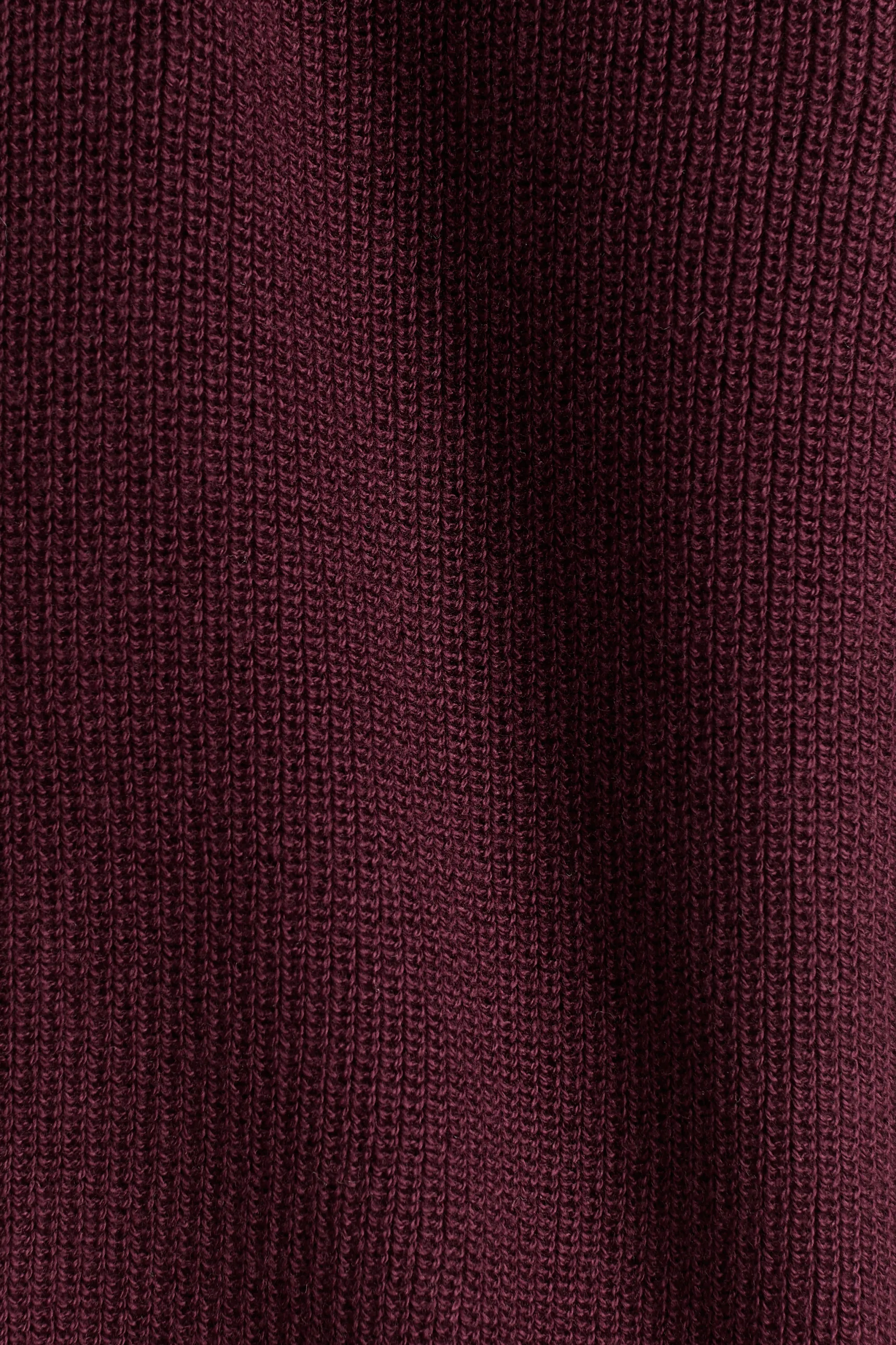 Pull façon polo en maille de coton - Rouge foncé
