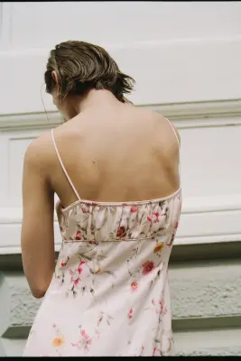 Robe imprimée à bretelles fines - Beige clair/fleuri — photo 2