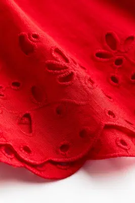 Short avec broderie anglaise - Rouge vif — photo 4