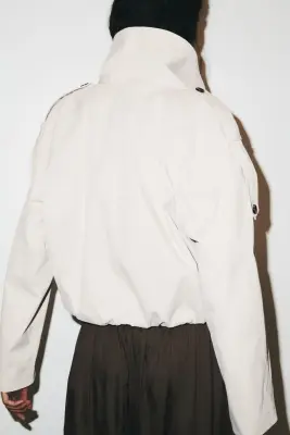 Veste en twill avec col châle - Beige clair — photo 2