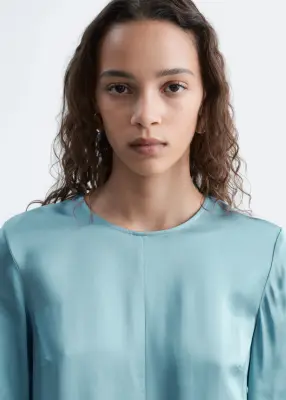 Robe courte à ourlet asymétrique - Bleu tourterelle — photo 3
