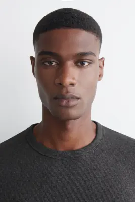 T-SHIRT SLIM À MANCHES LONGUES EN COTON CÔTELÉ - GRIS FONCÉ CHINÉ — photo 2