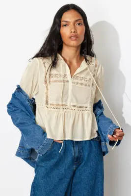 Blouse détail dentelle Femme — photo 4