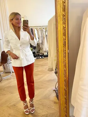Veste saharienne ceinturée en coton blanc Prix boutique 350€ Taille 38 — photo 2