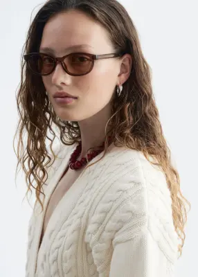 Cardigan en laine et coton à mailles torsadées - Blanc — photo 5