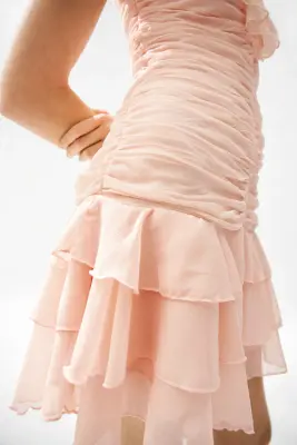 Robe à bretelles fines en mousseline à effet drapé - Abricot clair — photo 2