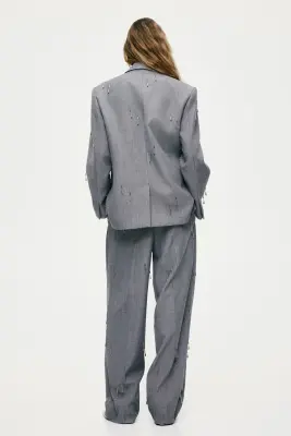 Pantalon avec perles fantaisie - Gris — photo 3