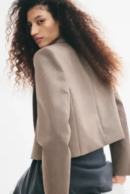Blazer court à fermeture croisée - Taupe — photo 4