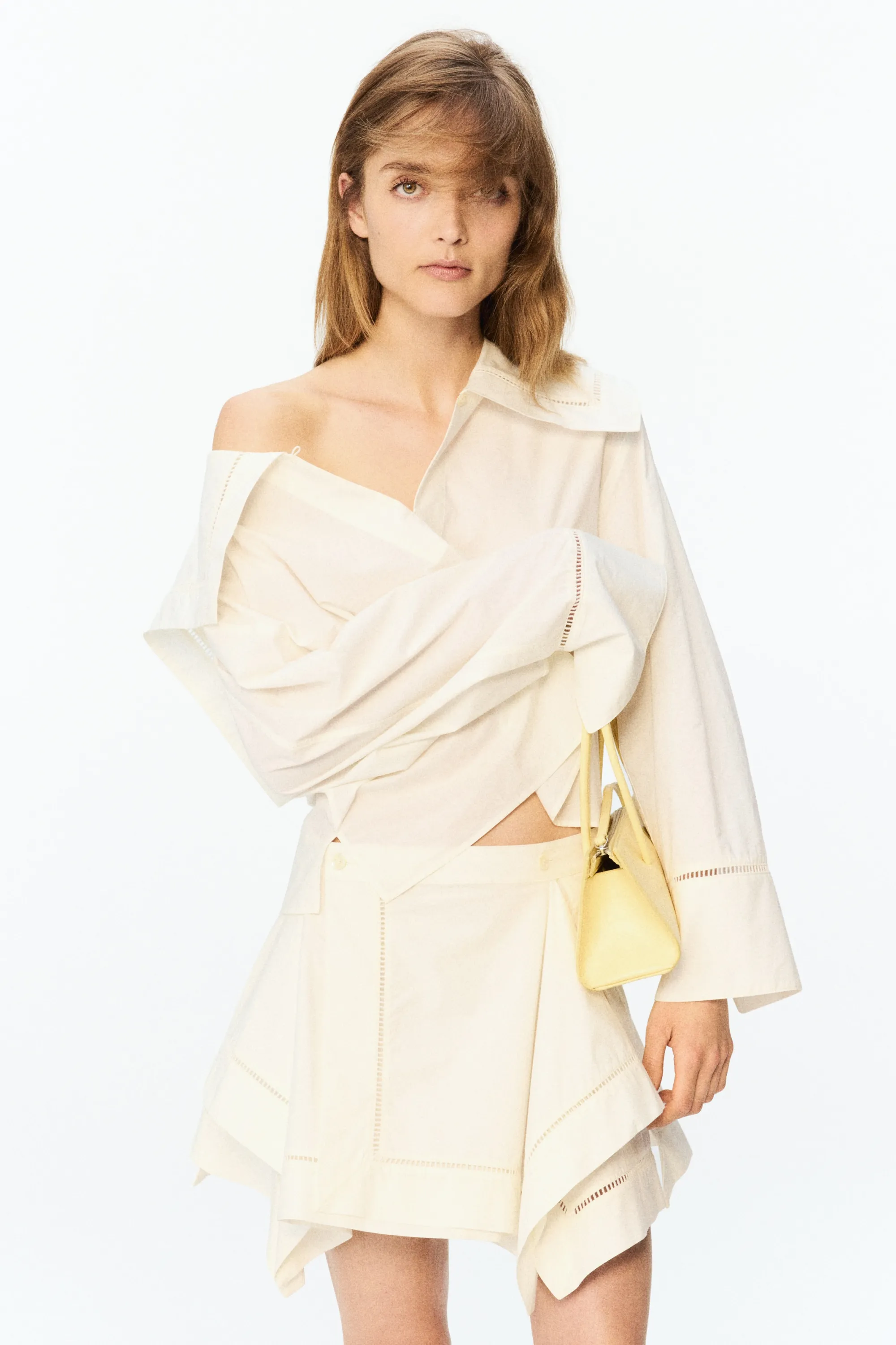 Blouse à col marin en popeline - Crème