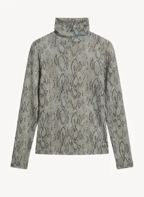 T-shirt en coton et cachemire imprimé serpent — photo 4