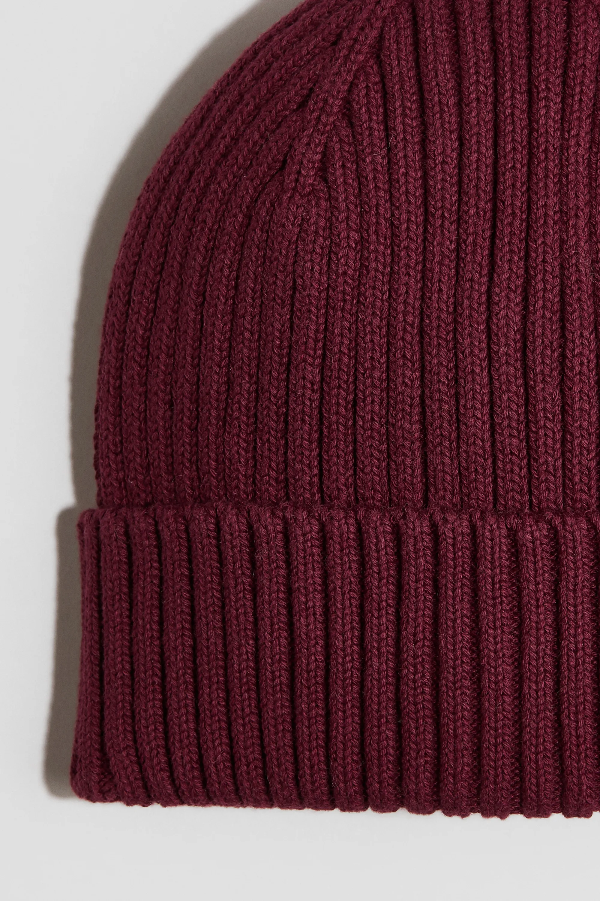 Bonnet en maille côtelée - Rouge foncé