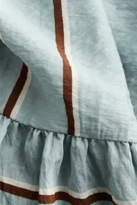 Robe avec corsage smocké - Turquoise ancien clair/rayé — photo 4
