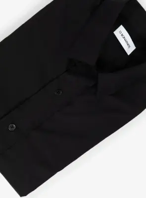 Shirt with Collar Tab in Black Poplin — photo 3